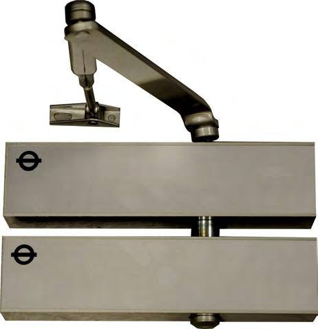 C14 DOOR CLOSER Tandem closers for mounting pull/push side of door Tandem mounted backcheck door closers with mounting plate and tandem spindle connection.