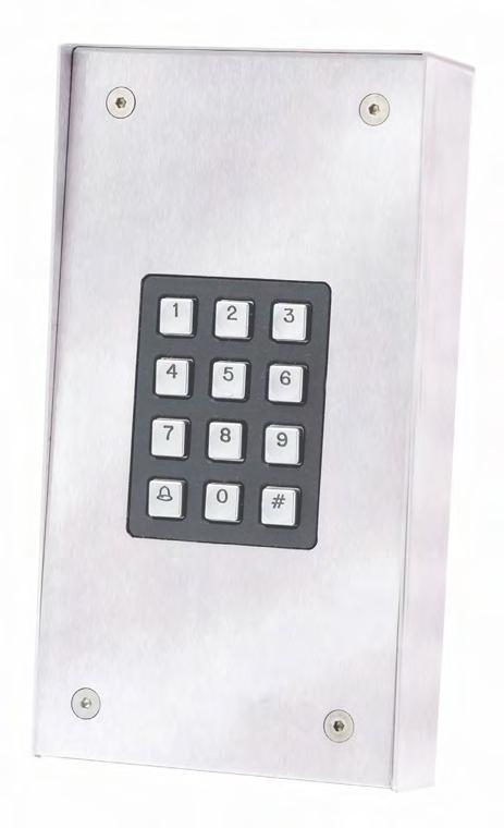 Digital access key pad Part No. DKP Size: w 120mm x h 225mm Fixings: use suitable 4 x no.6 x 32mm torx head screws Finish: satin brushed 12 SWG stainless steel vandal resistant key pad,.
