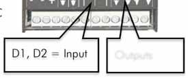 You can take the + (plus) Voltage from the + -screw of the i-link, or from the separate + -output next to it. 4.2 PULSE INPUT Input pulses are connected to the P (Pulse Input) screw.