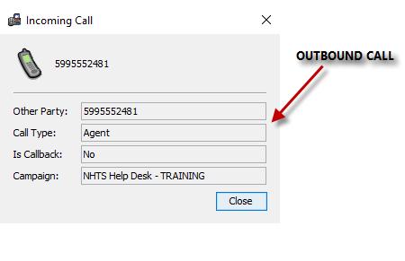 Every time a call is attempting to connect to your station, you will receive an Incoming Call popup notification box on your screen. You will see this box for both inbound and outbound calls.