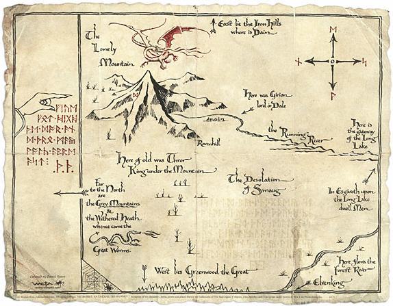 53 7. Comparison of maps Thrór s map of the Lonely Mountain from the book The Hobbit: There and back again 80 Thrór s map of the Lonely Mountain from