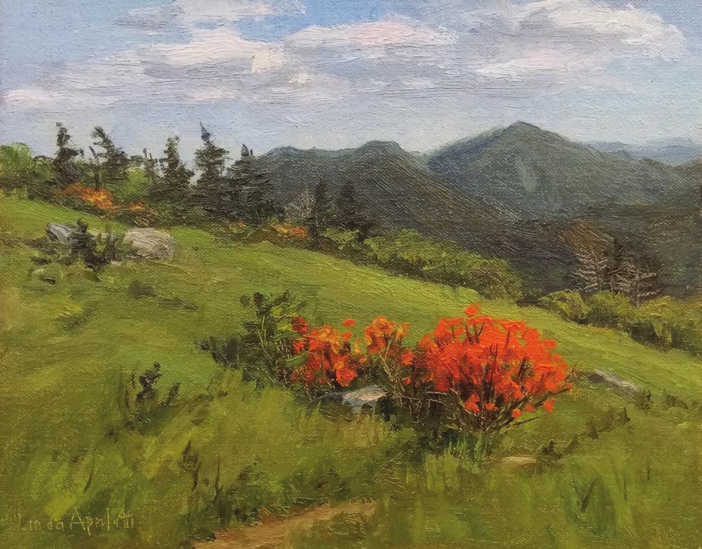 Flame on the Mountain 2016, oil, 8 x 10 in. can t see what s out there. So I focus on plein air painting in Florida in the fall and winter, hoping for cold fronts and windy days.