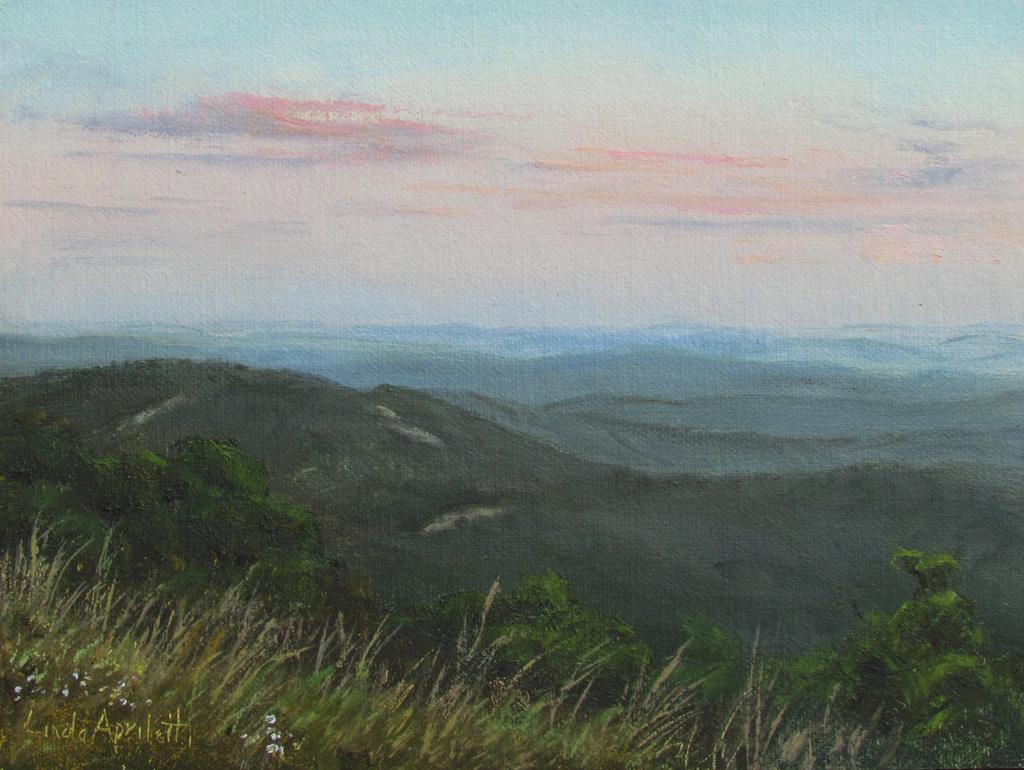 Dusk at Thunderhill Overlook 2016, oil, 6 x 8 in. she says. I belong to the South Florida Palm Society, and we ve traveled to Costa Rica to study palms.