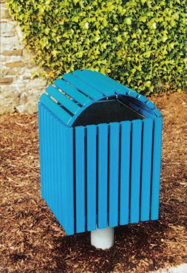 Eleven other standard colour options at Oxford Bin (RAL 5017) no extra cost (see page 80) Also with lid, single post mounting Oxford Bin with lid in stainless steel available in any other B.S.