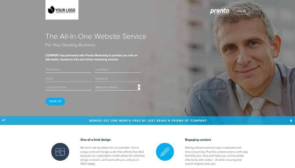 PRONTO RESELLER ACCOUNT A reseller account to track your sub-clients and co-branded signup page for your clients to get started.
