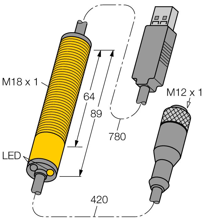 5 3078383 Connector flange for 1/2-inch NPT thread, M12 x 1, 8-pin, BWA-QD12.