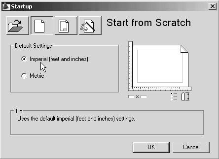 4-20 Principles and Practice 2. In the Startup dialog box, select the Start from Scratch option with a single click of the left-mouse-button. Metric 3.