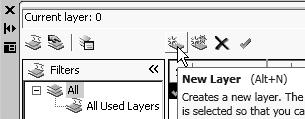 Orthographic Views and Multiview Constructions 4-21 Layers Setup 1. Pick Layer Properties Manager in the Layers toolbar. 2.