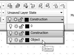4-24 Principles and Practice Set Layer Object as the Current Layer 1. On the Layers toolbar panel, choose the Layer Control box with the left-mousebutton. 2.