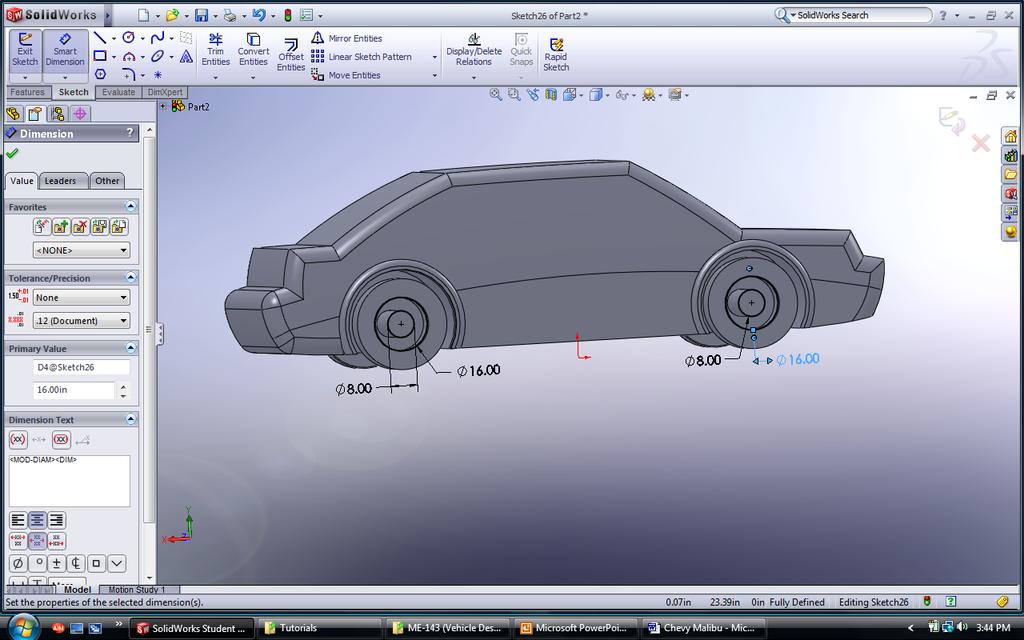 00 in (dia), second is 16 in (dia), and third is 27.0 in (dia). Do this for both the front and the rear wheels.