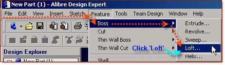 Create the Loft From the main menu, Click Feature > select Boss > Loft.