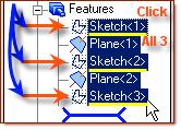 have selected appear under Sketch/Face A selection box for each will appear under Maintain
