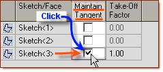 popup, click in the first selection box under Maintain Tangent beside Sketch<2> to de-select it.