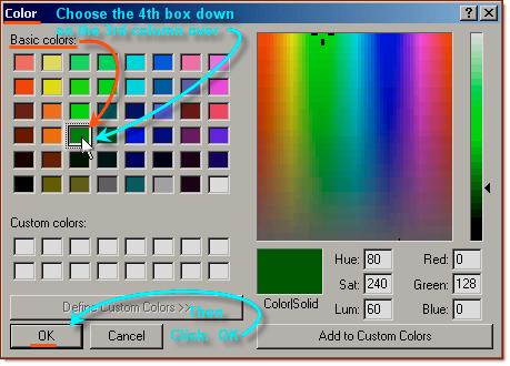 Click on Color to select a new Color: [i.