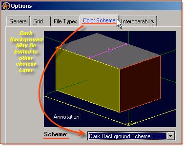 Color Scheme Tab> For Scheme: - confirm - Dark Background Scheme. Click 'OK'.