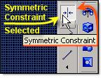 (Pass the mouse slowly over the constraints and a name tip will appear, Symmetric Constraint is 5 th icon from the end of the flyout menu)