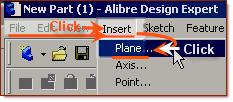 Then, Select from the Main Menu - Insert Click > Plane.
