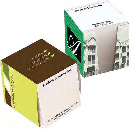 cover stock great money-saving alternative to acrylic holders fits a 2¾" x 2¾" Post-it Note Cube reusable with re-orders on Post-it Note Cubes available in four color process