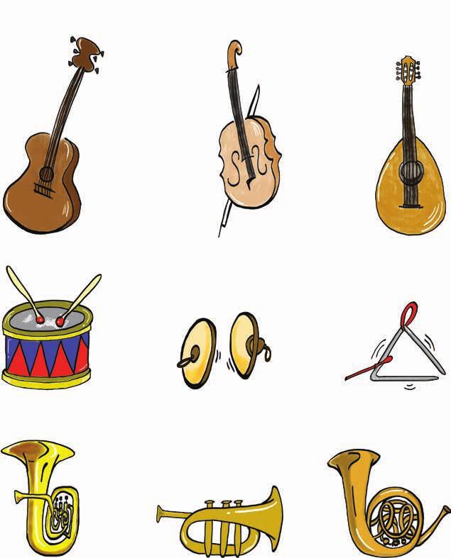 Play The Music There are different kinds of musical instruments. There are string, percussion, and wind instruments.