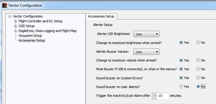 Or, you can configure the Alerter from the Accessories Setup tab in the software.