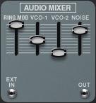 List of Modules AUDIO MIXER RING MOD / EXT IN VCO-1 VCO-2 NOISE EXT IN jack OUT jack Adjusts the volume. The signal that is adjusted depends on the state of connections.