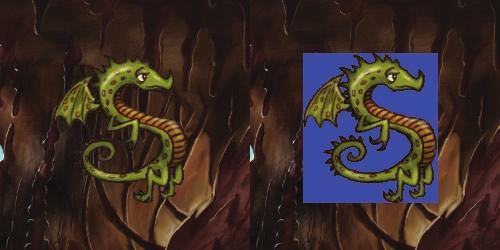 CHAPTER 2 YOUR FIRST GAME: DEVILISHLY EASY 13 Figure 2-5. Here s the dragon sprite with the Transparent option set (left) compared to the same dragon without the Transparent option (right).