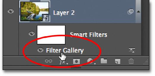 Simply double-click on the Filter Gallery in the Layers panel.