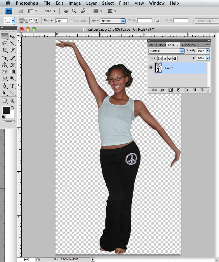 Adding a casting shadow to a cut-out The cut-out has a transparent background, but there needs to be some added depth.