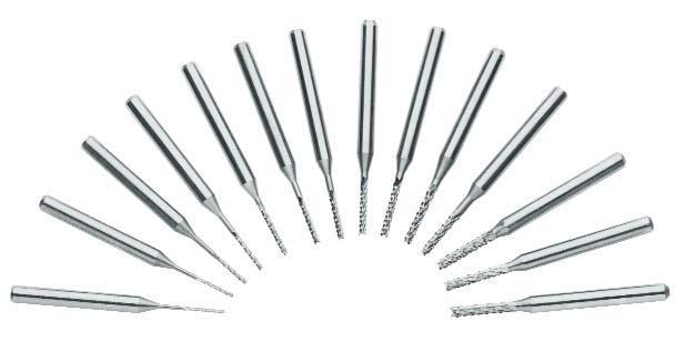 shank Ø mm 10 10 12 12 12 16 16 16 11889 Hard metal milling cutter with diamond point 14-pieces with straight shank Application: suitable for boring and milling with high