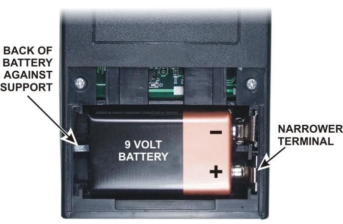 Battery Installation The XG3 uses a single 9-volt battery (common ANSI/NEDA 1604 size). The battery compartment is on the lower back. Slide the cover open by pushing it toward the bottom of the XG3.