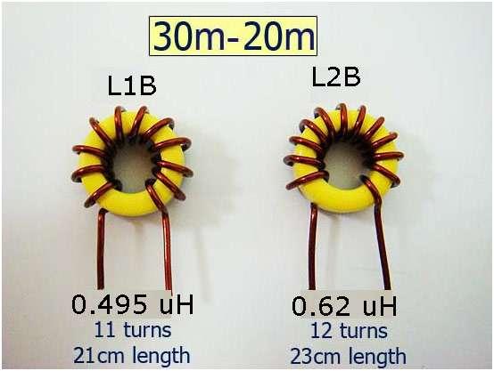As shown in the LP filter table, for 30m-20m band inductivity of the L1B is 0.