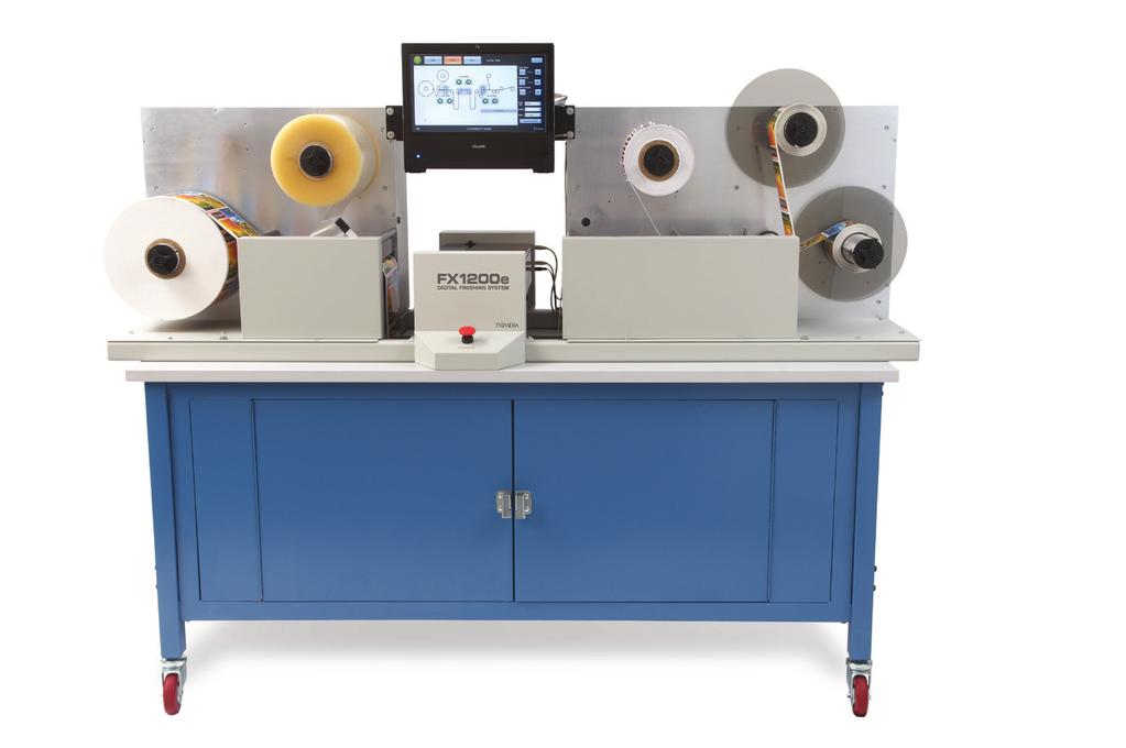 FX1200e Digital Label Finishing System (Shown with optional linered lamination mandrel) Together, CX1200e and FX1200e gives any company the ability to produce their own high-quality, low-cost labels