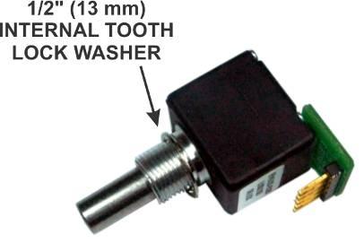 Two identical encoder assemblies are provided for VFO A and VFO B. Select one encoder and place a 1/2 (13mm) inside tooth lock washer over the threaded shaft as shown in Figure 12.