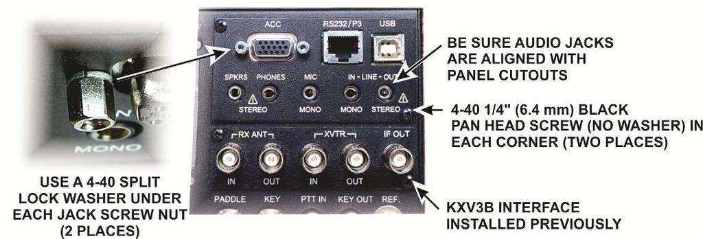 Install the KIO3B rear panel as shown in Figure 61.Start with the pan head screw nearest the side panel.