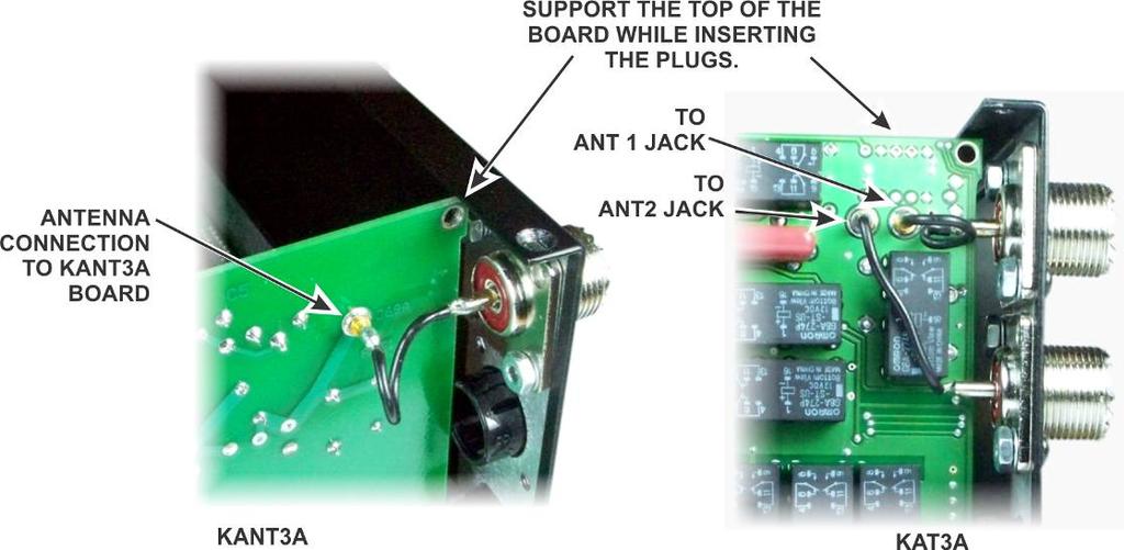 Connect the wires from the SO239 connector(s) to the KANT3 or KAT3A board as shown in Figure 70.