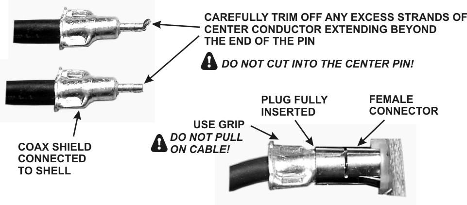 Locate the three TMP cables. They are about 1/8 (3 mm) diameter coaxial cables with connectors at each end as shown in Figure 83.