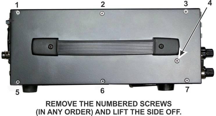Be sure the positive side of the battery (marked with a +) is facing up. Replace the side panel. Be sure to replace all the screws including #4 in the photo.