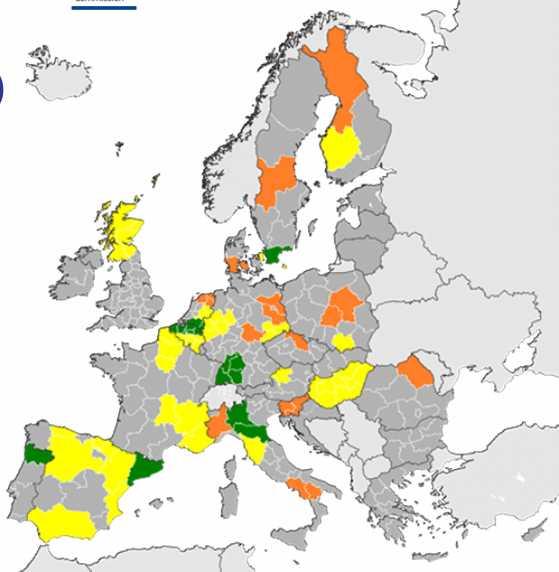 64 regions involved (so far) Regions that participate in 5 or more partnerships in GREEN Regions