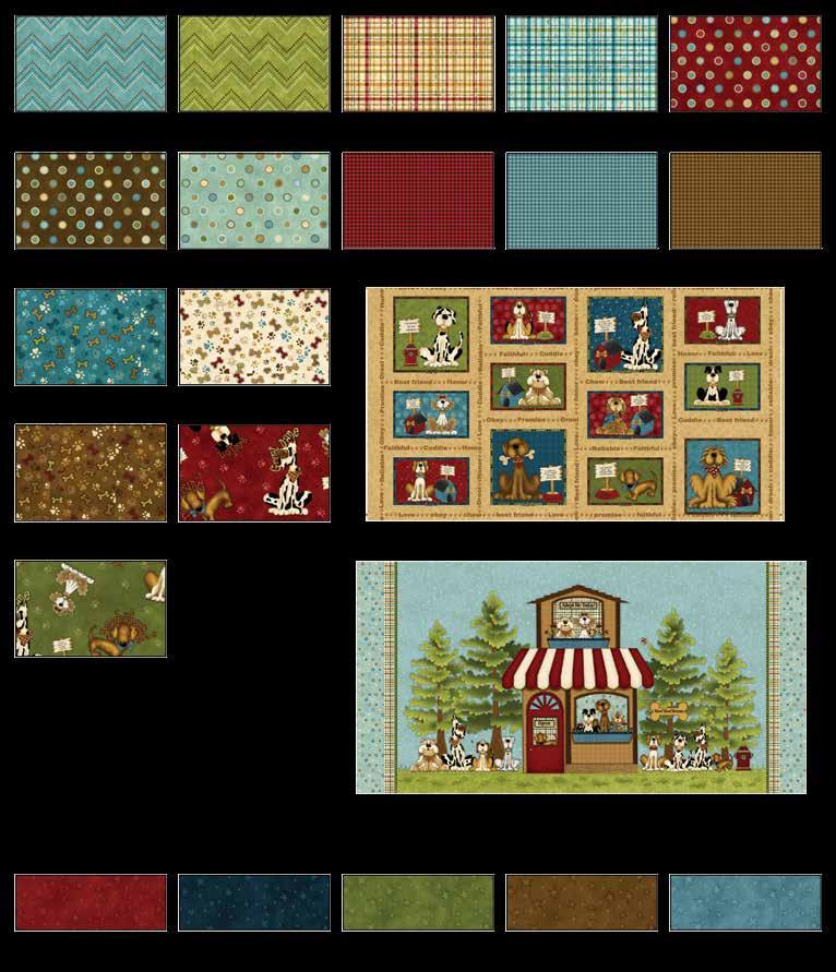 Pet Rescue uilt 1 abrics in the ollection inished uilt Size: 61 x 68 hevron - Blue 8487-77 hevron - reen 8487-66 Plaid - Tan/Red 8486-48 Plaid - t.