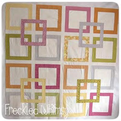 5. Sew the bottom section to the top section, again carefully matching seams of the squares. Press. Borders: 1. Cut 8 strips that measure 4.