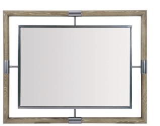 Non-beveled mirrored glass. Can be hung vertically or horizontally. Dark Taupe finish. Note: Due to weight, must be hung on stud.