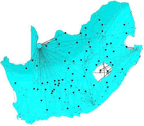 Vodacom GSM Cellular Network covers South Africa with about 10,200 Towers and to each Tower belongs Theoretically about 120 Square
