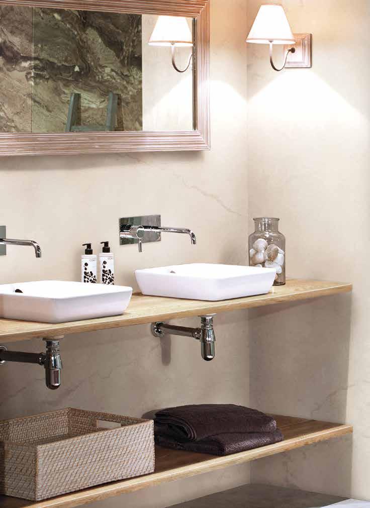 laminate vanity surface A laminate vanity surface gives a smart and integrated design look.