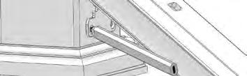 bit, angling slightly upward and inward to allow for clearance from the rail when it is repositioned for securing (bracket and rail outline shown for