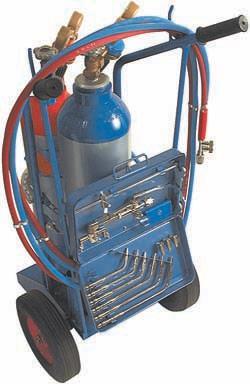 Cylinder trolley, for one oxygen and one acetylene cylinder,