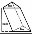 8) Find the volume if the height of the oblique prism is 12 mm and the triangle base has a base of 6 mm and a height of 4 mm.