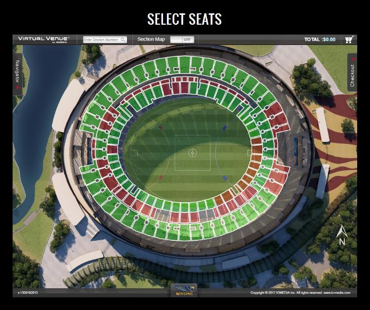 5. An aerial view of Perth Stadium Virtual Venue will appear.