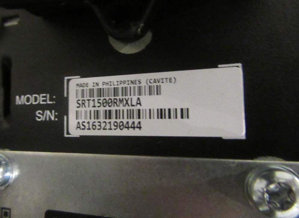 Figure 25: Photograph of serial number on the
