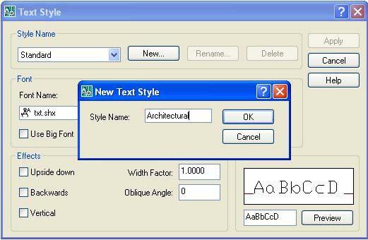 As you can see in figure 8.6, that the system is set to Standard Style and the Font is txt.