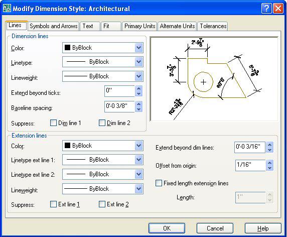 The Dimension Style Manager will open as shown in Figure 8.10. Select the Modify button to make changes. The Lines tab shown in Figure 8.